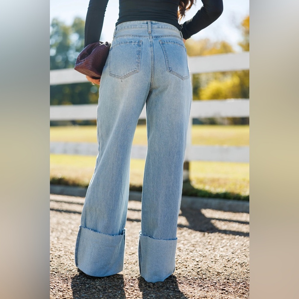 Le Lis Light Blue Wide-Leg Patch Pocket Jeans - Picture 4 of 13